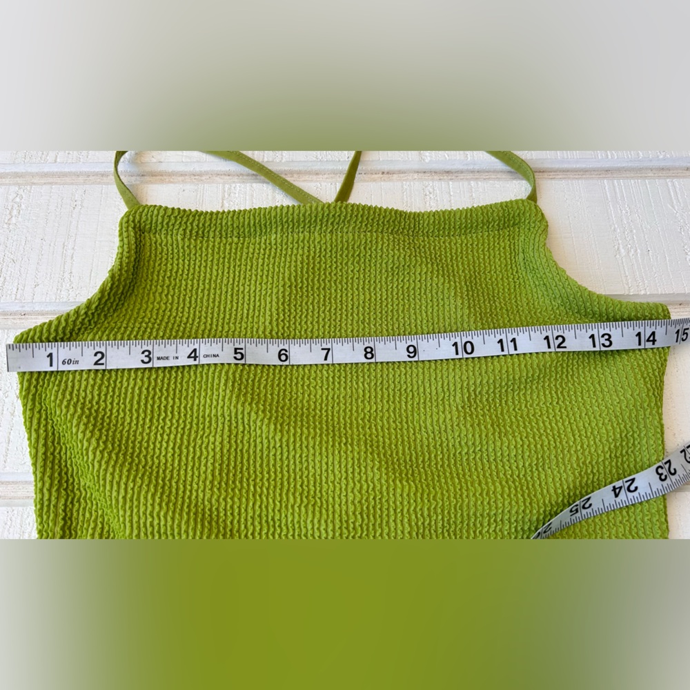 Urban Outfitters Ribbed Mini Dress Open Back Bodycon Lime Size Medium - Picture 8 of 9